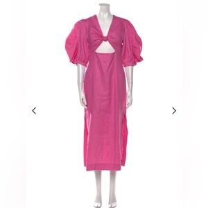 FARM Rio Cutout Balloon-Sleeve Midi Dress